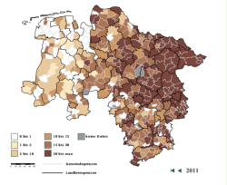 Verbreitung Marderhund in Niedersachsen 2011